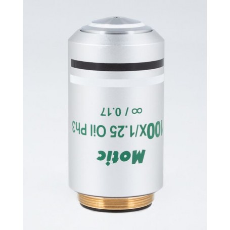 Motic 物镜 CCIS，UC PL Ph，100X / 1.25，工作距离 0.16 mm，无限远，PL，Ph，油，S (73958)