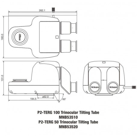 Nikon Stereo zoom kop P2-TERG 50 trino ergo buis (100/0 : 50/50), 0-30° (65457)