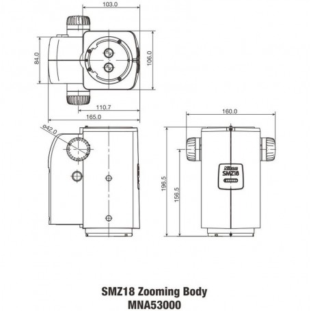 Nikon SMZ18, manuál, paralelná optika, achromatická, zoom hlava, binokulárna, 7,5-135x, klik stop, pomer 18:1, 15° (65449)