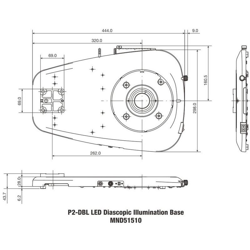 Columna de soporte Nikon P2-DBL LED Base lisa para luz transmitida (65476)