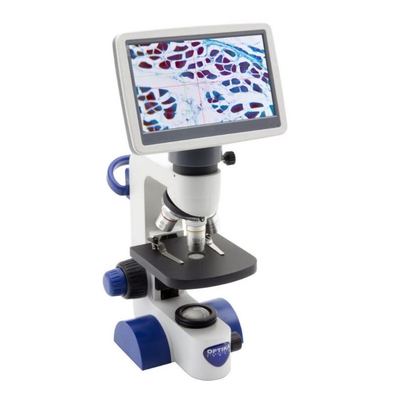 Microscópio Optika B-61V, Ecrã, 7 polegadas, DIN, acromático, 40-400x, LED, 1W (75683)
