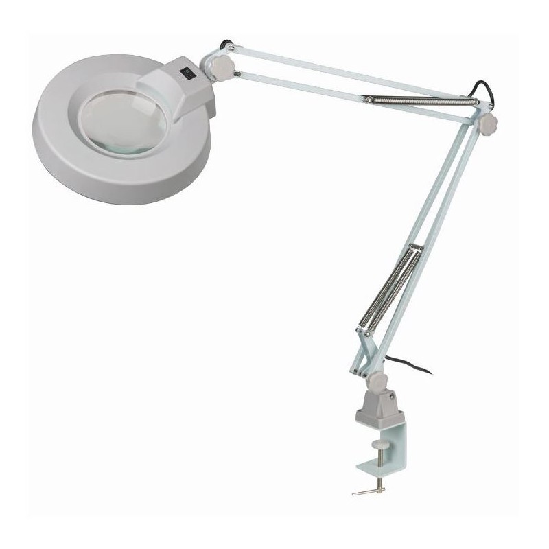 Швейцарска лупа с ножично рамо за маса, 2x/Ø125mm, биконвексна, 22W (60031)
