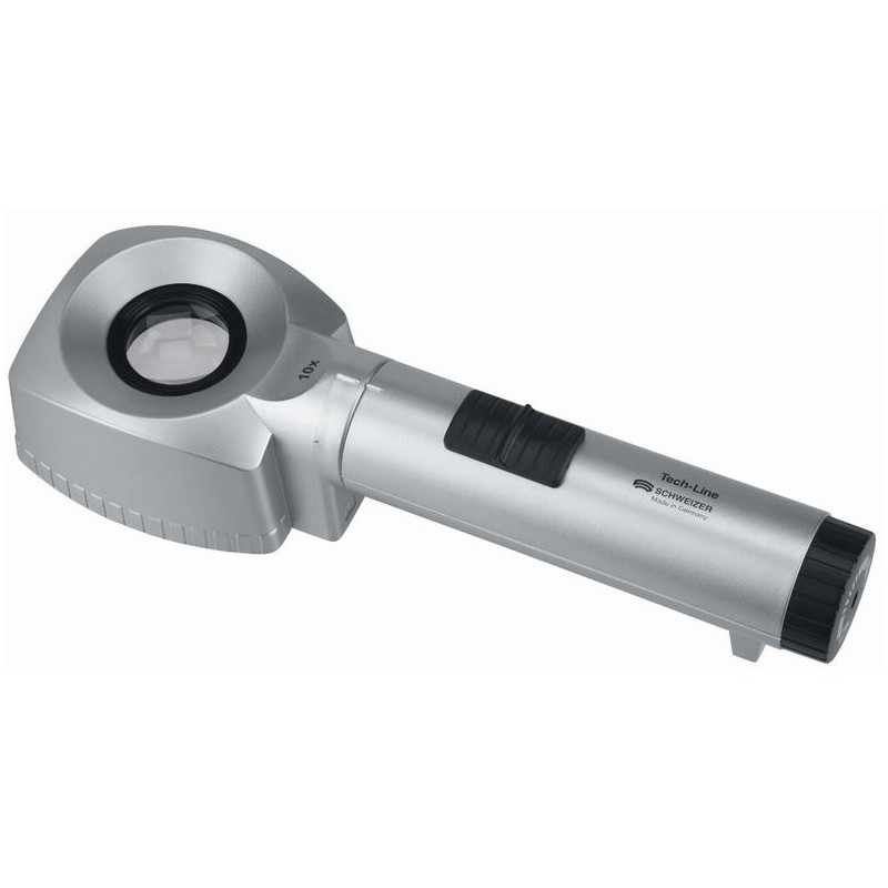 Lupă de bancă Schweizer Tech-Line 6500K, 10x, Ø30mm, aplanatică (60082)