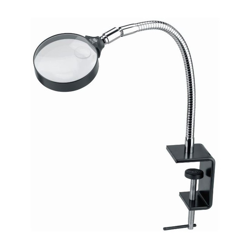 स्विस मैग्निफाइंग ग्लास वर्क स्टैंड मैग्निफायर टेबल क्लैंप, 2x/Ø120mm, बाइकोन्वेक्स (60020)
