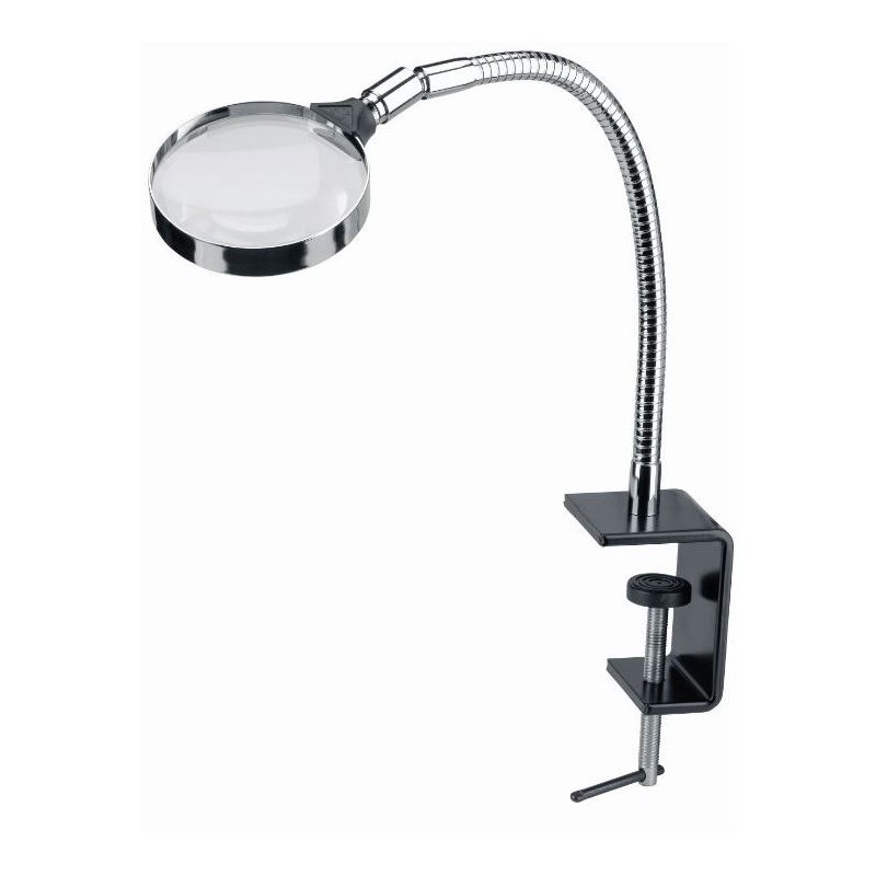 ذره‌بین سوئیسی پایه کار ذره‌بین گیره میز، 2.5x/Ø90mm، دو محدب (60024)
