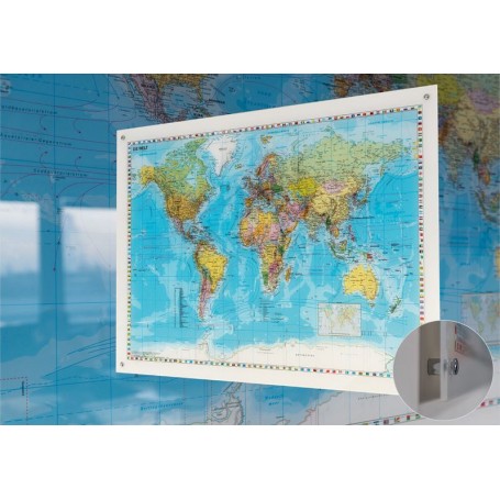Stiefel World map on acryl glass (in German) (46857)