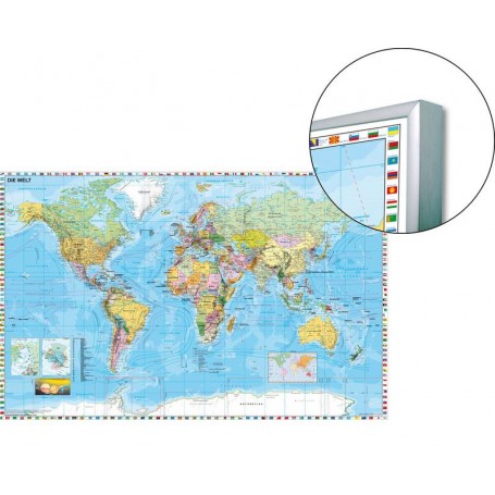 Stiefel World map on board, for pinning to, also magnetic (English) (48610)