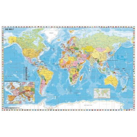 Stiefel World map Political flag border (140 x 100 cm) (German) (83195)