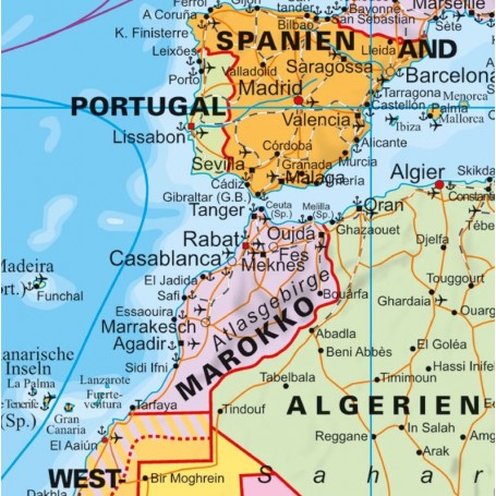 施蒂费尔世界地图 政治旗帜边界 (140 x 100 厘米) (德语) (83195)