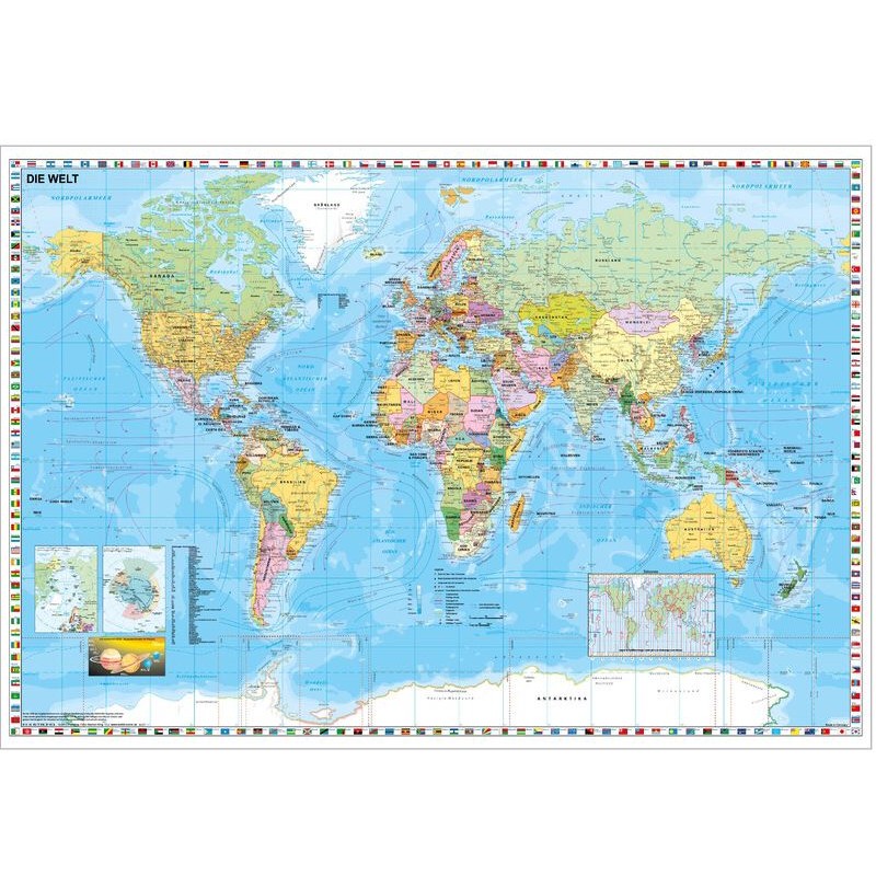 ピン留め用のスティーフェル世界地図ボード、磁気対応（ドイツ語）（48608）