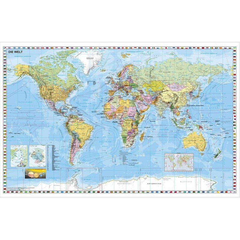 斯蒂费尔世界地图海报 - 巨型格式，可书写并擦拭干净 - 极其耐撕 英文 (48620)