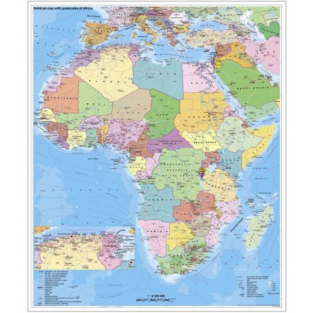 Stiefel Continental kort Afrika politisk med postnummer på plade til fastgørelse Engelsk (69654)