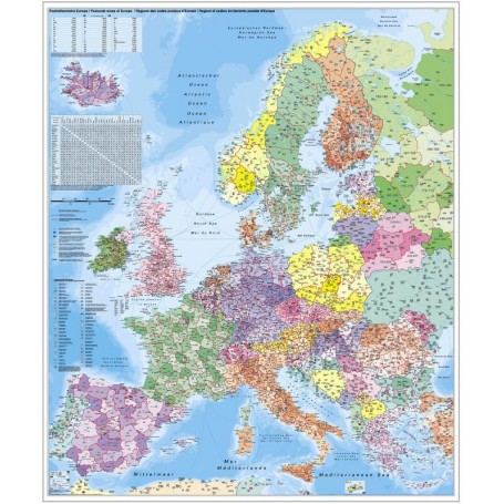 Carte continentale Stiefel Europe code postal (97 x 119 cm) Allemand (73433)