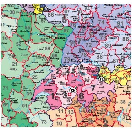 施蒂费尔欧洲大陆地图 邮政编码 (97 x 119 厘米) 德语 (73433)