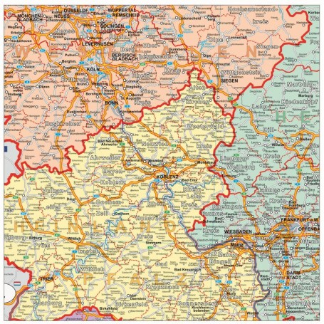 斯蒂费尔德国政治组织地图（100厘米 x 140厘米）德语（84069）