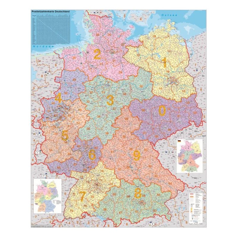 Stiefel Германия карта почтовых индексов политическая (100 см x 140 см) немецкий (84070)