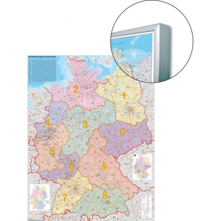 Stiefel Németország irányítószám térkép - tűzhető, valamint mágneses Németország (48614)