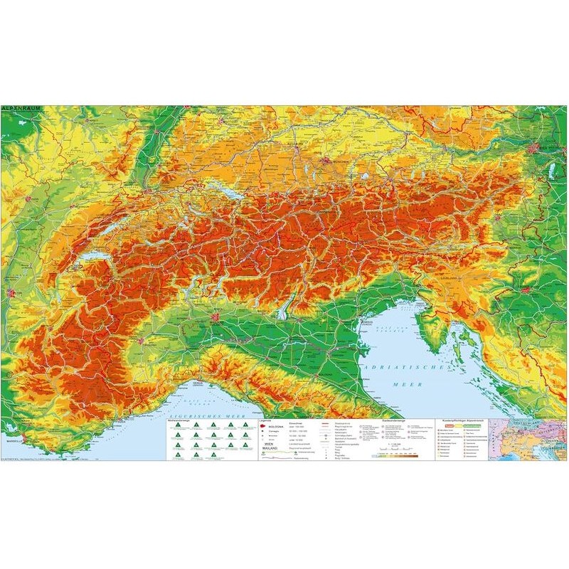 施蒂费尔地区地图 阿尔卑斯地区 远足和骑行路线 (140 x 100 厘米) 德文 (83194)