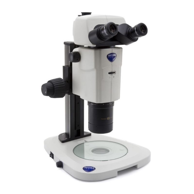 Microscópio estereoscópico de zoom Optika SZR-180, trino, CMO, w.d. 60mm, 10x/23, 7.5x-135x, LED, click stop (75690)