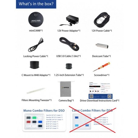 QHY Camera miniCam8 Mono Combo (85627)กล้อง QHY รุ่น miniCam8 Mono Combo (85627)