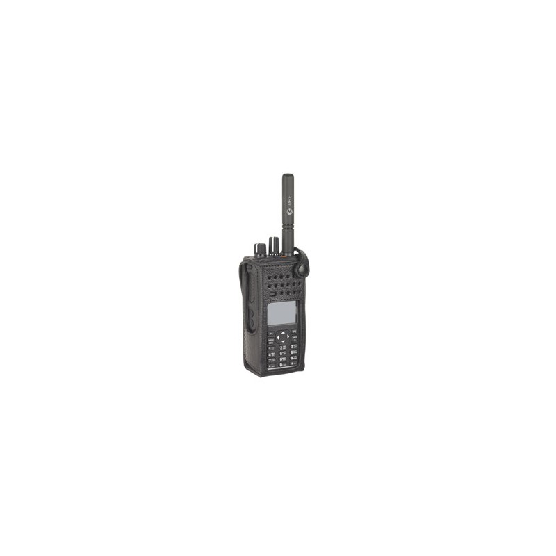 PMLN5838A Motorola Hard Leather Carry Case with 3" Fixed Belt Loop for Display Radio