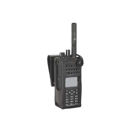 Motorola PMLN5842A cietās ādas pārnēsāšanas maciņš ar 2,5 collu pagriežamu jostas cilpu radio ar displeju