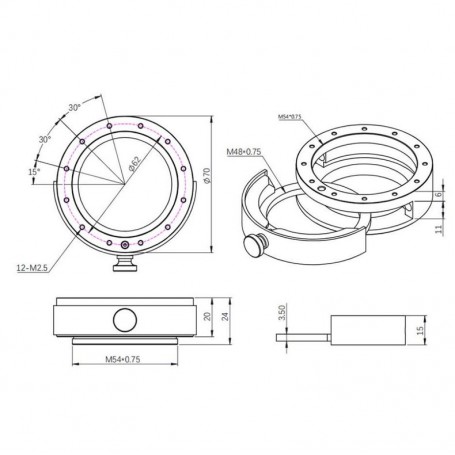 ZWO फ़िल्टर होल्डर विद फ़िल्टर ड्रॉअर 2" (77432)