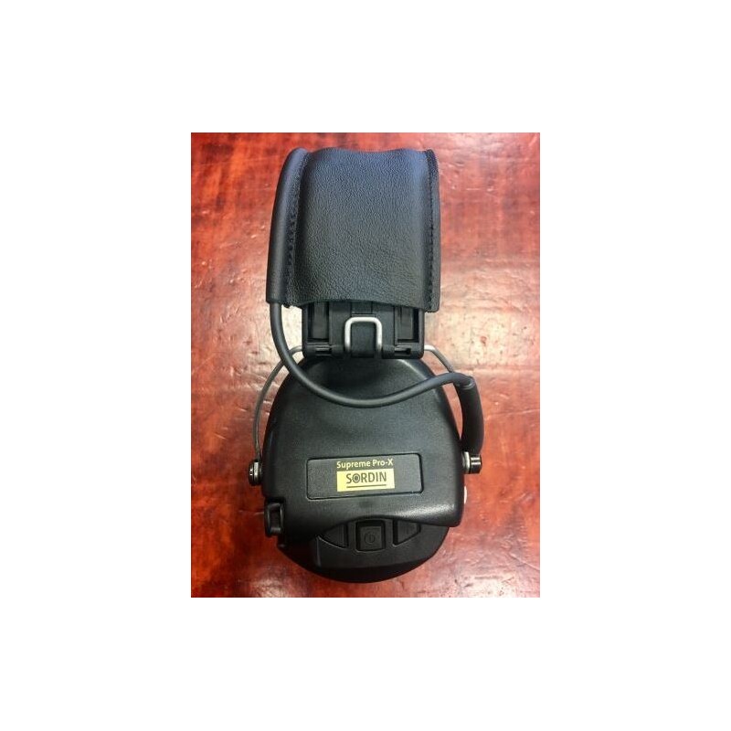 Sordin Supreme Pro-X hitam (75302-X/L-02-G-S) - pelindung pendengaran elektronik dengan bantalan telinga gel
