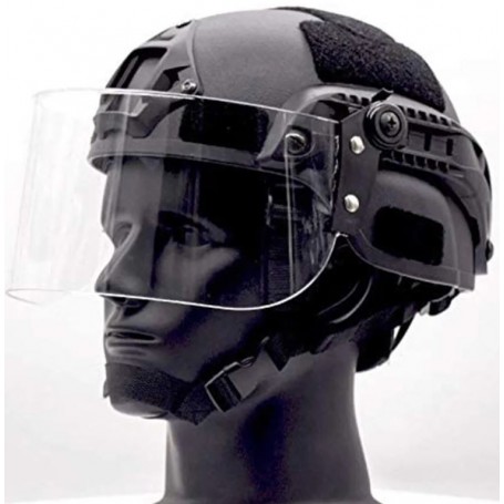 Pelindung wajah tahan benturan BulletProof PPE untuk helm dengan rel taktis