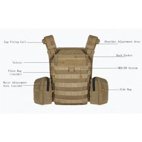 جلیقه تاکتیکی BulletProof PPE با سگک مدل TV01MBS