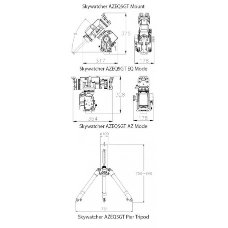 Montagem híbrida Sky-Watcher AZ-EQ5 WiFi + pilar (SW-4159)