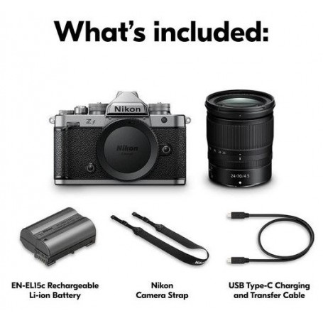 ניקון Z f + עדשת 24-70 מ"מ f/4 קיט כסף (מק"ט N-VOA123K002)