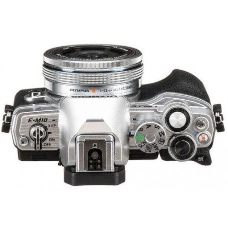 אולימפוס OM System E-M10 IV + עדשת 14-42 מ"מ כסופה (מק"ט V207132SE000)