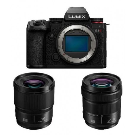 Panasonic S5 II avec objectif 20-60mm 3.5-5.6. + objectif 50mm f/1.8 (SKU DC-S5M2WE)