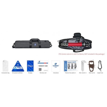 Tripé de carbono Leofoto LA-324C + Cabeça esférica LH-40 Athena Vermelha (76095)