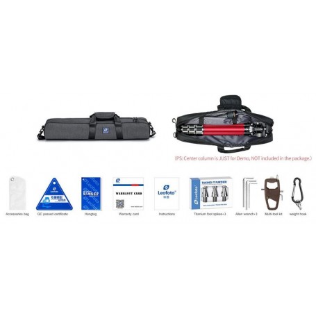 Leofoto kolfiberstativ LA-324C Athena Röd + kulled LH-40 (70213)