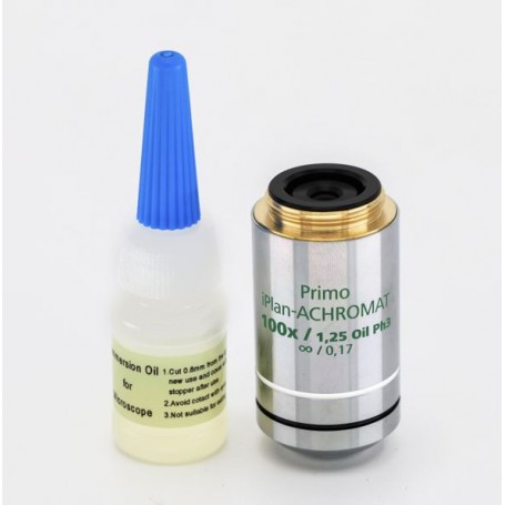 ZEISS 대물렌즈 100x/1.25, 오일, 위상차, i-plan, 아크로마트, w.d. 0.27mm (Primo 3) (70116, 415501-1645-000)