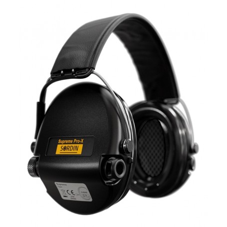 Sordin Supreme Pro-X Gel Leather Active Hearing Protectors - Black (75302-X/L-02-G-S)