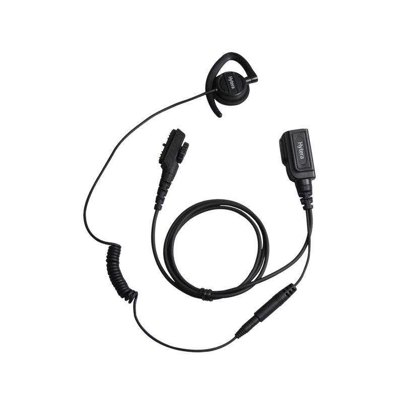 EHN17 Hytera Detachable Swivel Style Earpiece with In-Line PTT and Microphone, Black
