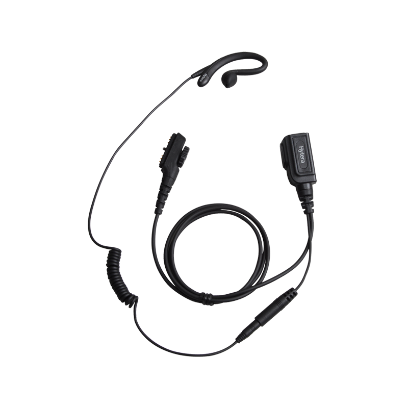 EHN16 หูฟังแบบถอดได้สไตล์ C Hytera พร้อมปุ่มกดพูดและไมโครโฟนในตัว, สีดำ