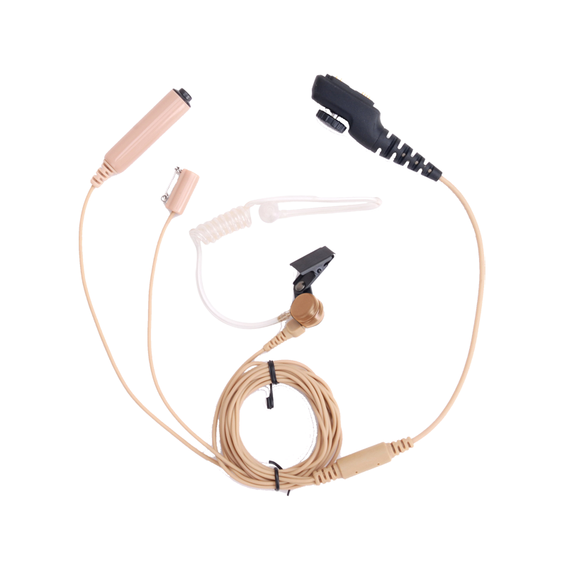 Hytera EAN17 Earphone 3-Kabel dengan Tabung Akustik, Mikrofon, dan PTT - Beige