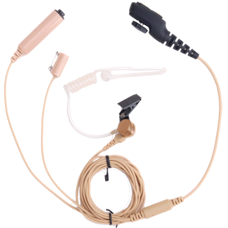 Hytera EAN17 Auricolare a 3 Fili con Tubicino Acustico, Microfono e PTT - Beige