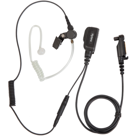 Hytera EAN22 Ohrhörer mit Akustikröhre und abnehmbarem Inline-PTT, Schwarz