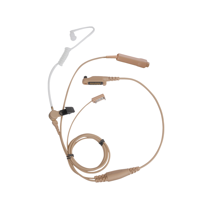 Hytera EAN21 3-Kabel Earphone dengan Tabung Akustik, Mikrofon dan PTT, Beig
