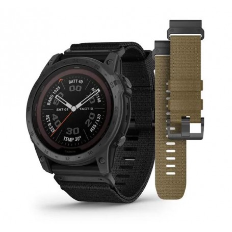 Garmin tactix 7 - Pro Edition スマートウォッチ、ブラックとコヨーテタンのナイロンバンド