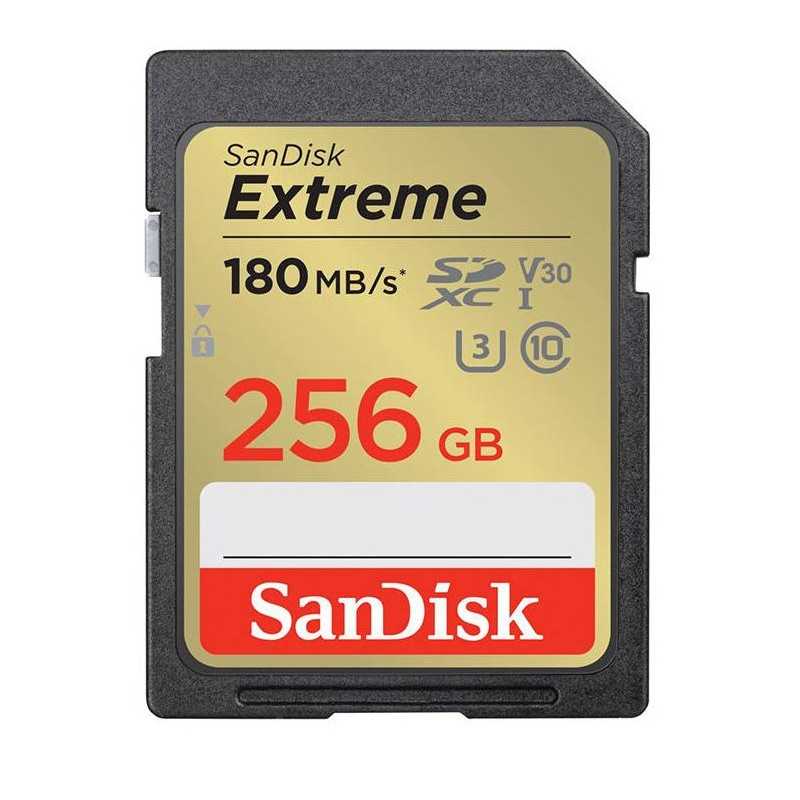بطاقة ذاكرة سان ديسك إكستريم SDXC 256 جيجابايت، 180/130 ميجابايت/ثانية UHS-I U3 (SDSDXVV-256G-GNCIN)