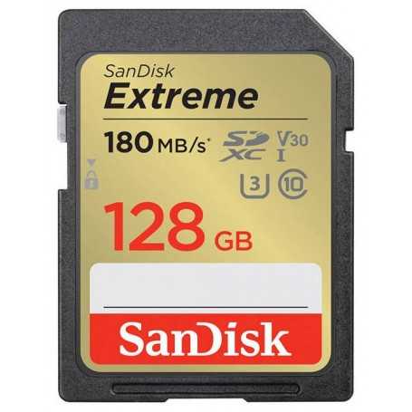 Carte Mémoire SanDisk Extreme SDXC 128 Go 180/90 Mo/s UHS-I U3 (SDSDXVA-128G-GNCIN)
