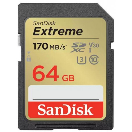 Карта с памет SanDisk Extreme SDXC 64GB 170/80 MB/s UHS-I U3 (SDSDXV2-064G-GNCIN)