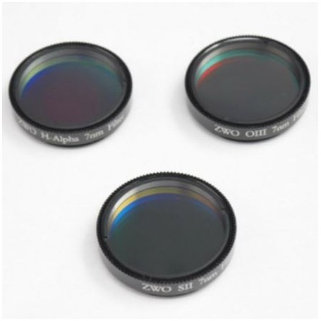 Комплект теснолентови филтри ZWO 7 nm HSO (известен още като SHO, артикулен номер: ZWO NB7nm1.25)