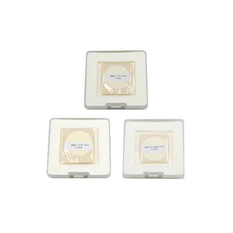 ZWO narrowband 31 mm (unmounted) NB7nm set of three filters (HSO, SKU: ZWO NB7nmD31) (56435)